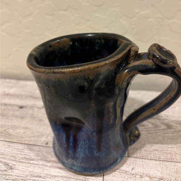 pottery  Studio Art Pottery Blue Drip Glazed Ceramic Stoneware Mug Coffee Tea - Picture 6 of 7